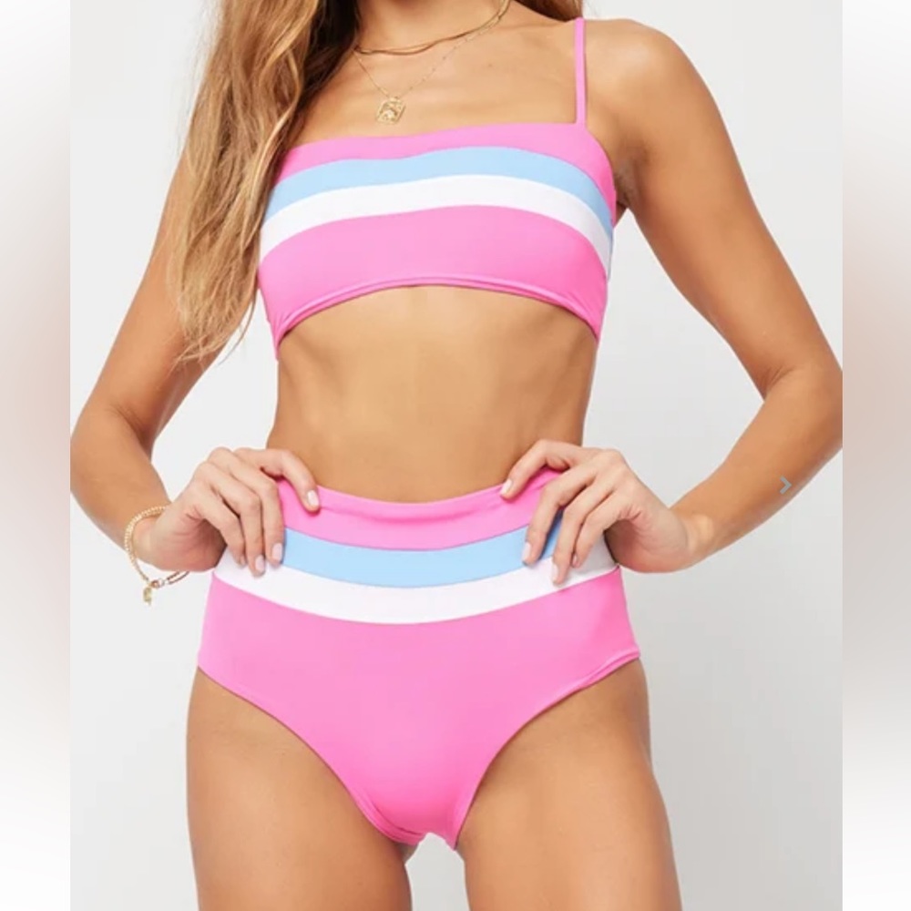l*space rebel stripe bikini top "bubblegum"